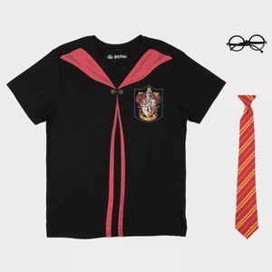 Mens Adult HARRY POTTER Gryffindor T-shirt Tie Glasses Costume Size Small NWT